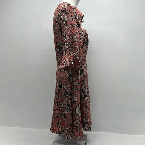 For Love And Lemons Ayla Mini Dress Lace Up V-Neck Floral Pink Black Size Large - Picture 7 of 12